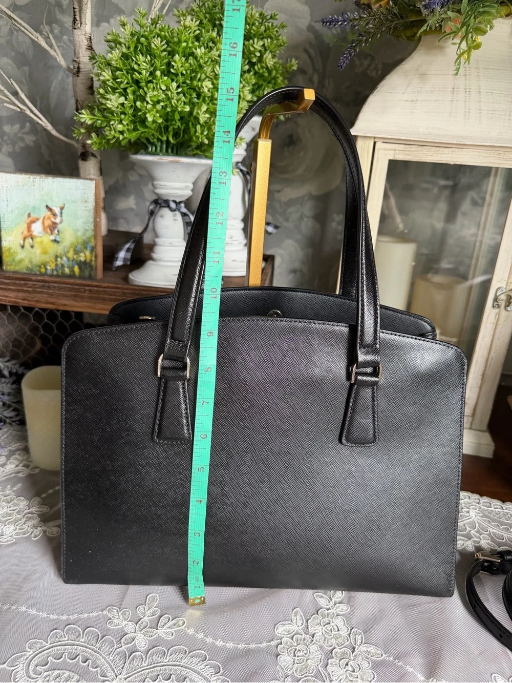 kate spade Black Perry Saffiano Leather Satchel with Detachable Strap